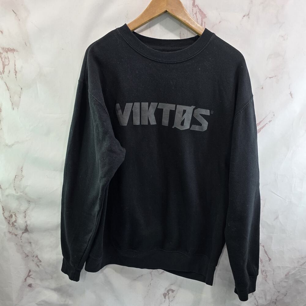 Viktos Sweatshirt Mens XL Black Crewneck Pullover Cotton Logo Spellout
